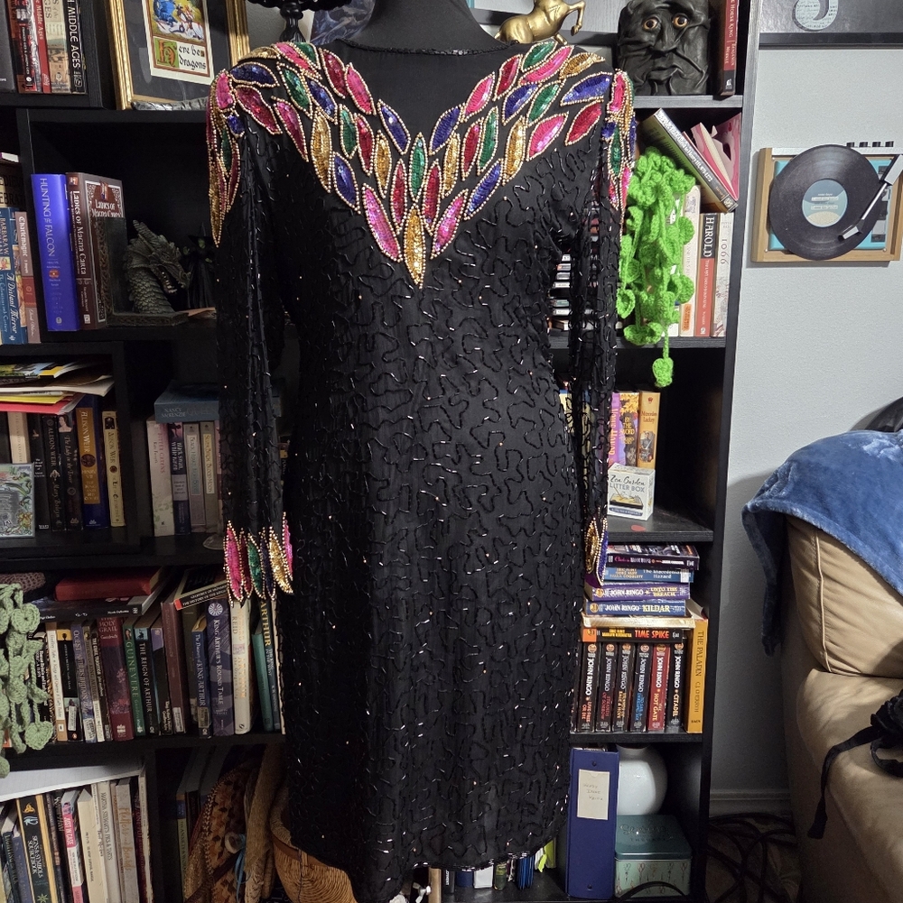 Vintage Lawrence Kazar Niteline Beaded Silk Dress